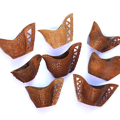 8 Yugoslavian Wedding Cups Carved Wooden Folk Art Wood Carving Cup Treen Kitchen