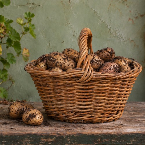Wicker Potato Harvesting Basket Antique Vintage Basket Garden Produce Interior