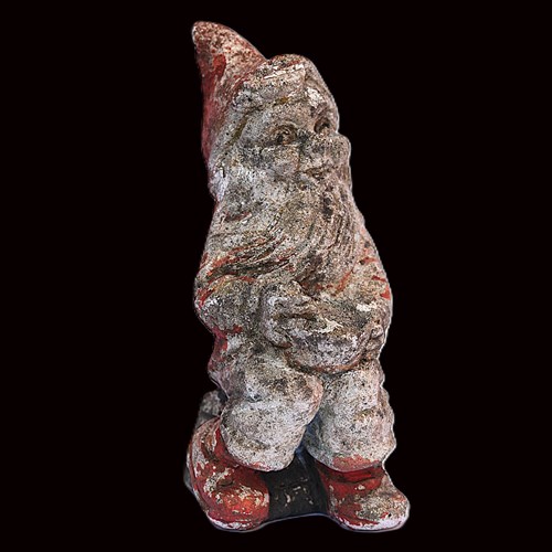 Miniature Gnome Old Stone Garden Gnome Weathered Vintage Statue Mid Century