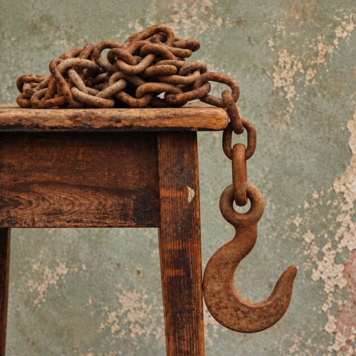 Heavy Iron Chain Hook Old Vintage Dock Yard Chain Reclaimed Hanging Chain Metal