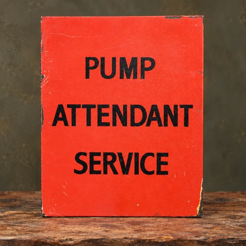 Theatre Prop Sign Pump Attendant Service Red Petrol Forecourt Sign Wooden Trade