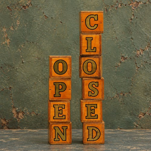 Open - Closed | Vintage Shop Sign Wooden Blocks Old Letters Wood Letter Window