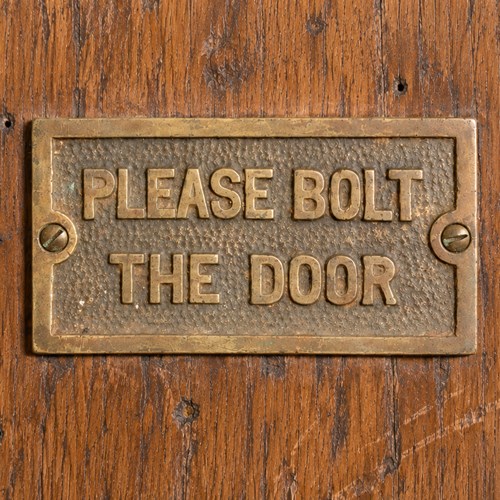 Please Bolt The Door Sign Plaque Brass Lavatory Toilet Bathroom Victorian Lock
