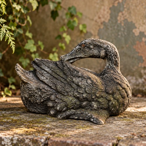 Cast Zinc Duck Old Garden Weathered Pond Duck Vintage Garden Bird Ornament Worn