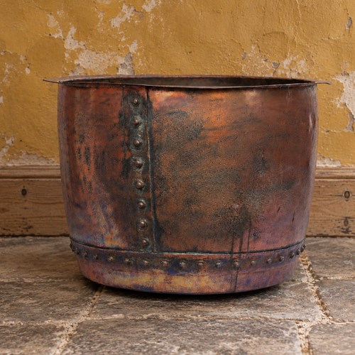 Large Riveted Copper Planter Antique Trough Urn Pot Tank Old Garden Tank 19Th