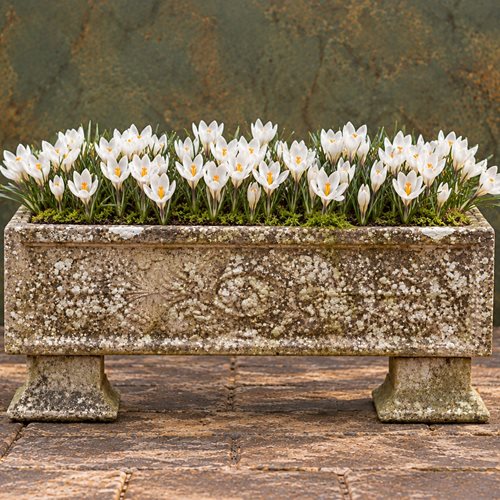 Patinated Cast Stone Planter Old Vintage Garden Flower Trough Plant Potpot Urn