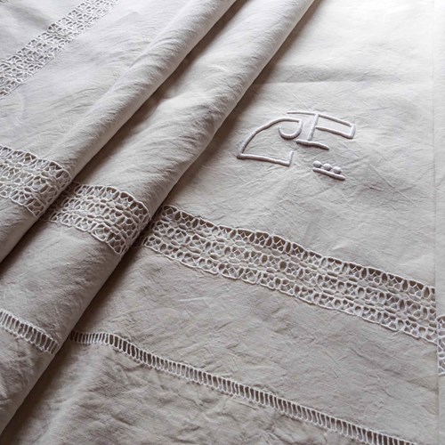 Beautiful Vintage French Linen Sheet