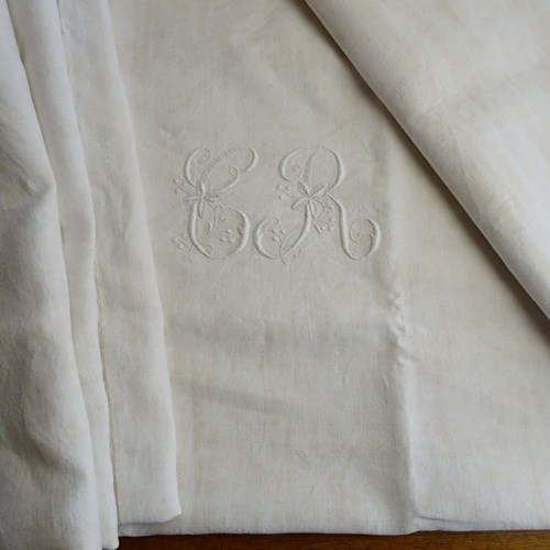 Antique French Country Sheet, CR Monogram