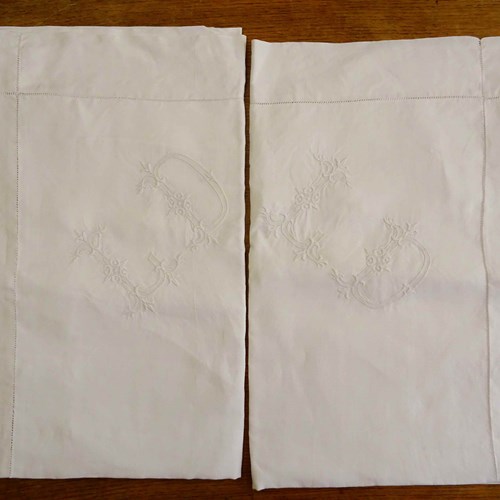 Pair Of LD Monogram French Square Pillowcases