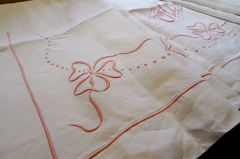 Delightful French Pure Linen Sheet, Pretty Curtain-amanda-leader-288eme22-pink-ribbon-emb-linen-0002-main-638080009822564081.jpg