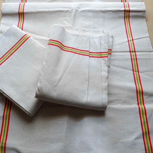 Lengths Of Vintage French Tea Towel Linen