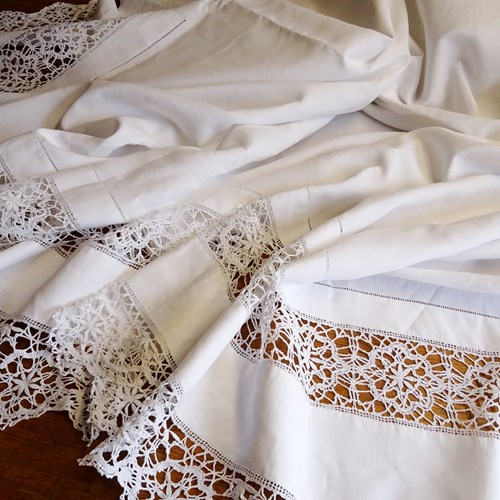 Beautiful Fine French White Linen Sheet
