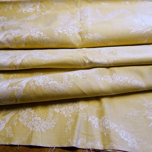 Vintage French Linen Damask Fabric