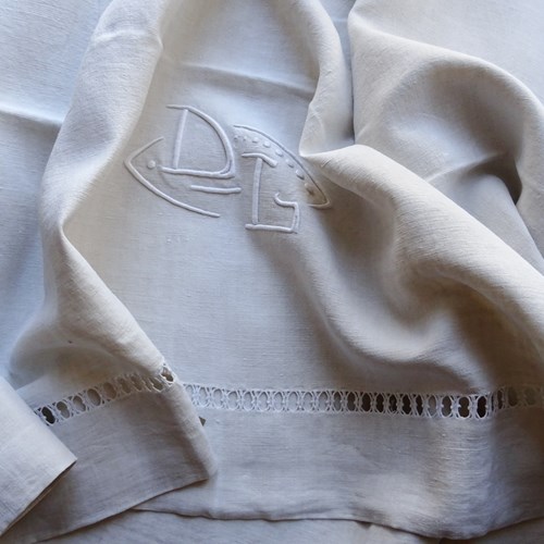 Stylish Heavy French Linen Sheet, DL Monogram