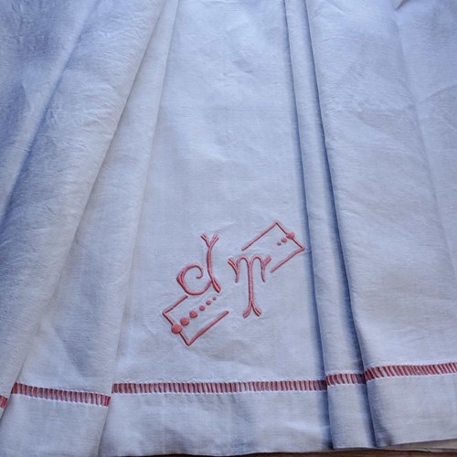 French Linen Sheet; Great Curtain Or Tablecloth