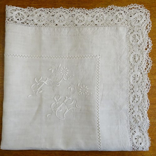 Antique French Linen Pillowcase, LP Mono