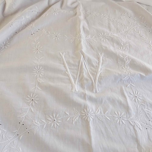 W Monogrammed Bedspread Or Curtain