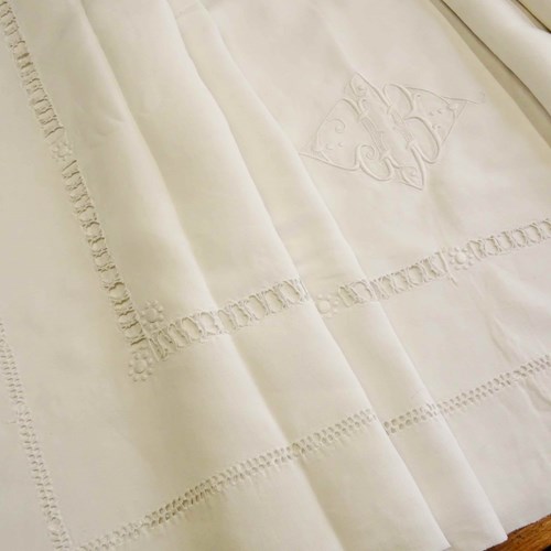 Monogrammed Antique French Linen Sheet