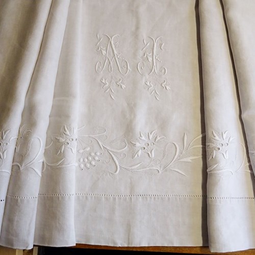 French Linen Sheet With Exceptional Decoration
