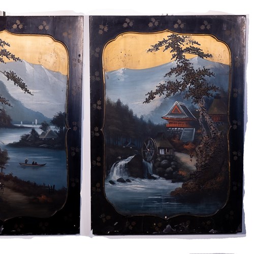 Pair Of Chinese Painted Panels 