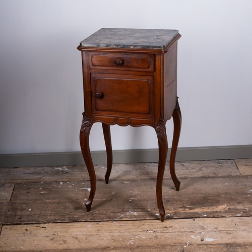 Attractive French Marble Top Bedside Table 