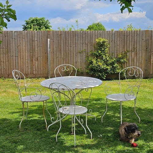 Vintage French Garden Table And Four Chairs