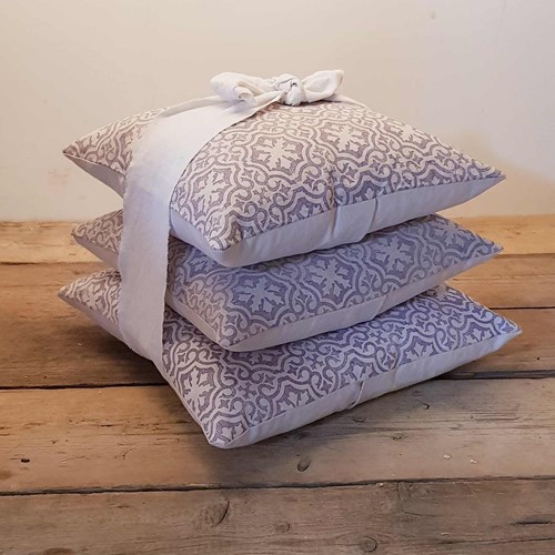 Hand Block Printed Antique French Linen Cushion