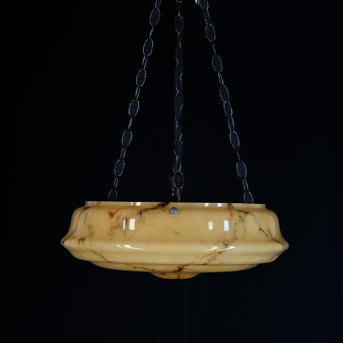 French Marbled Glass Plafonnier