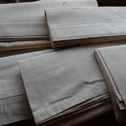 Unused French linen sheet for curtains, upholstery