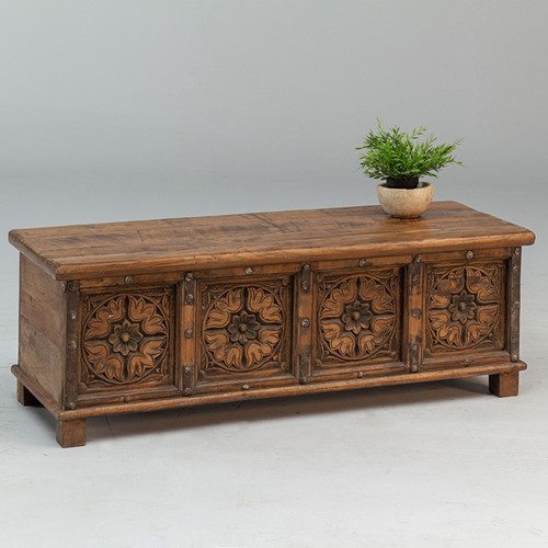 carved teak chest 