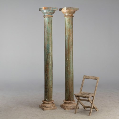 Pair Of Teak Columns