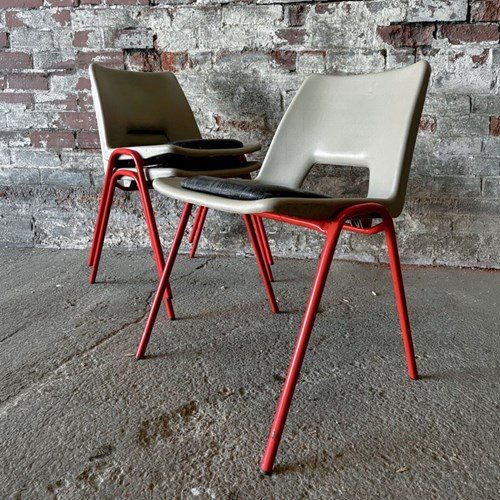 1970'S Retro Stacking Chair With Vinyl Seatpad