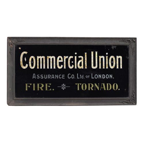 Commercial Union Incised Glass Trade Sign