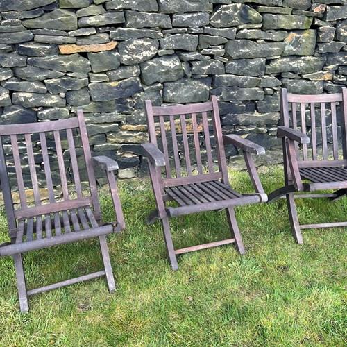 Set Of 6 Folding Steamer Deck Chairs