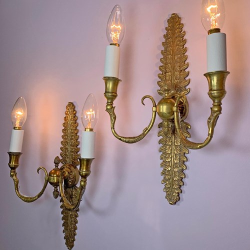 Antique Empire Style Swan Neck Brass Wall Lights