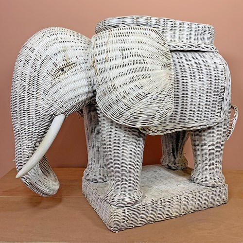 Large Wicker Elephant Table 1970'S
