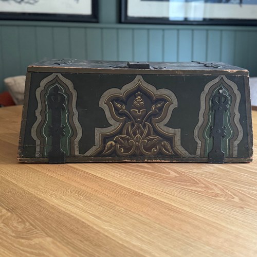 Antique Painted European Small Chest Or Box