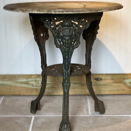 Vintage Garden Table With Marble Top