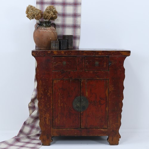 Early 20Th Century Burnt Orange Chinese Altar Tablev 