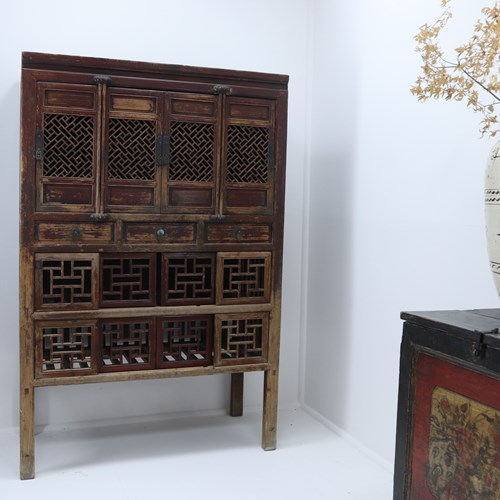 Chinese Elm Kitchen Cabinet Shanxi Late 19Th Century