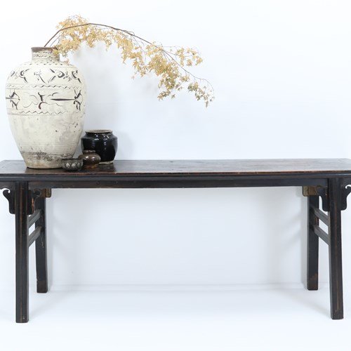 Mid 20Th Century Black Lacquer Chinese Altar Table