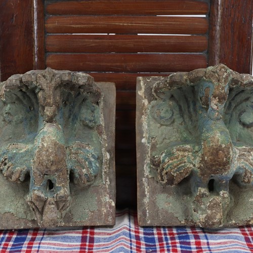 Mid 19Th Century Hand-Carved Indian Decorative Peacocks (Pair 3)