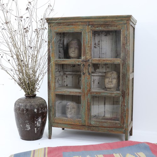 Early 20Th Century Vintage Teak Indian Display Cabinet