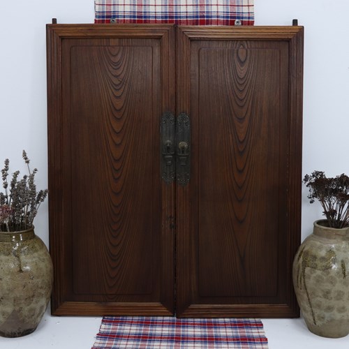 Early 20Th Century Chinese Red Elm Set Of Cabinet Doors