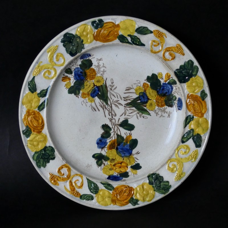 Colourful, Early 19Th Cent. Child's Plate-appleby-antiques-h20650a-childs-plate-3-groops-of-flowers-main-637615319399899441.jpeg