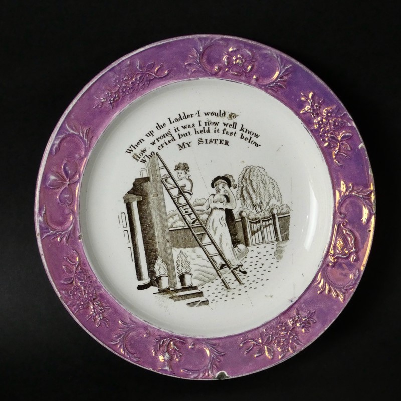 Child's Plate With Print "MY SISTER"-appleby-antiques-h20657a-childs-plate-my-sister-pink-lustre-main-637615313222102332.jpeg