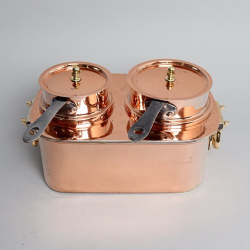 French Copper, Two Pan, Bain Marie Set