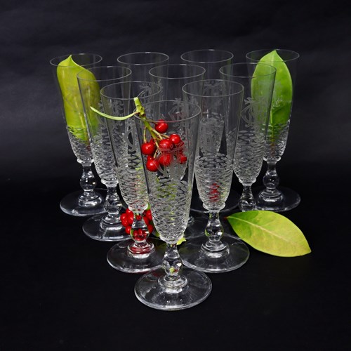 Baccarat Crystal Champagne Flutes With Engraved Monogram