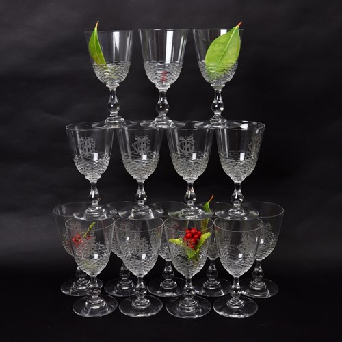 Baccarat Crystal Water Glasses With Engraved Monogram