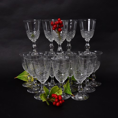 Baccarat Crystal White Wine Glasses With Engraved Monogram